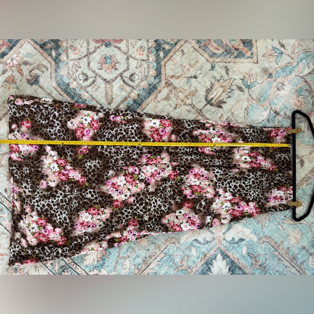 Feathers Pink Floral Leopard Midi Skirt - Picture 6 of 6